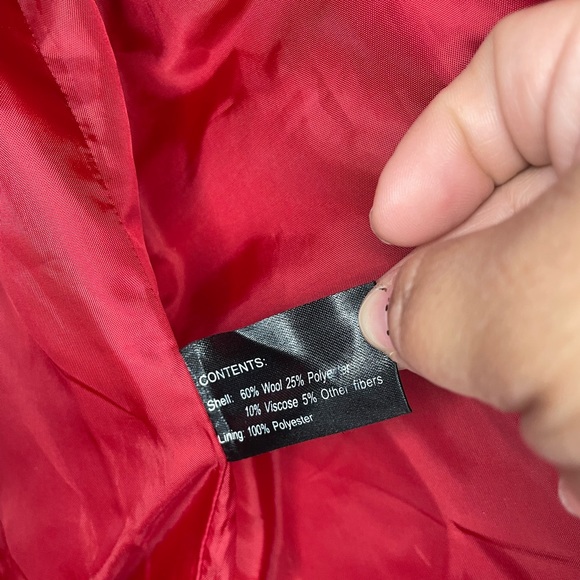 Women’s collection by Gallery wool blend red coat w/detachable hood & pockets - Picture 7 of 7